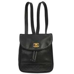 Chanel Vintage Caviar Black Leather Backpack Bag
